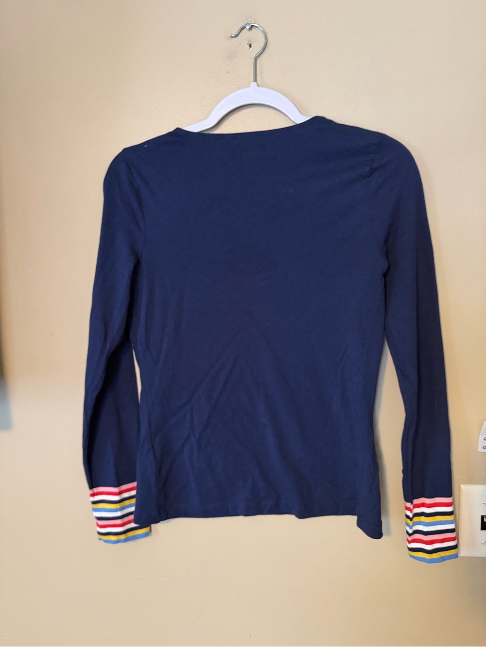 Boden Navy Striped Cuff Long Sleeve Top - Picture 4 of 6